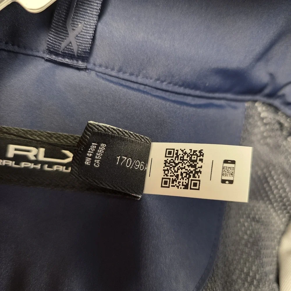RLX Ralph Lauren Packable Performance Hooded‎ Rain Jacket Womens L Vented Blue